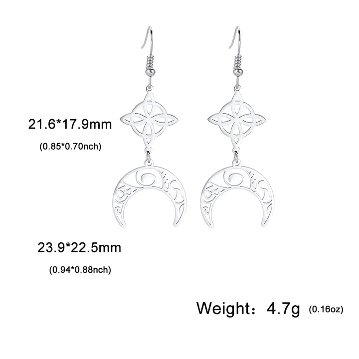 Witches Knot Moon Earrings
