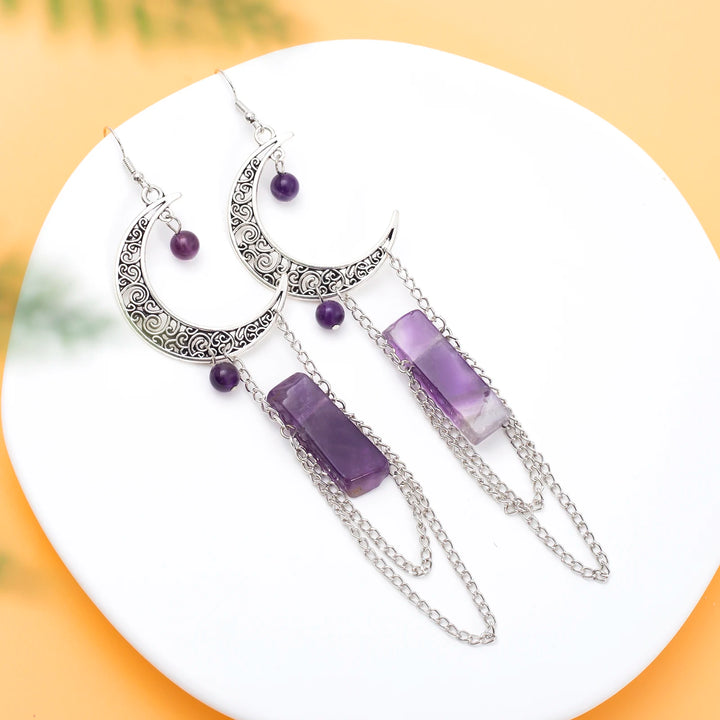Witchy Amethyst Moon Earrings