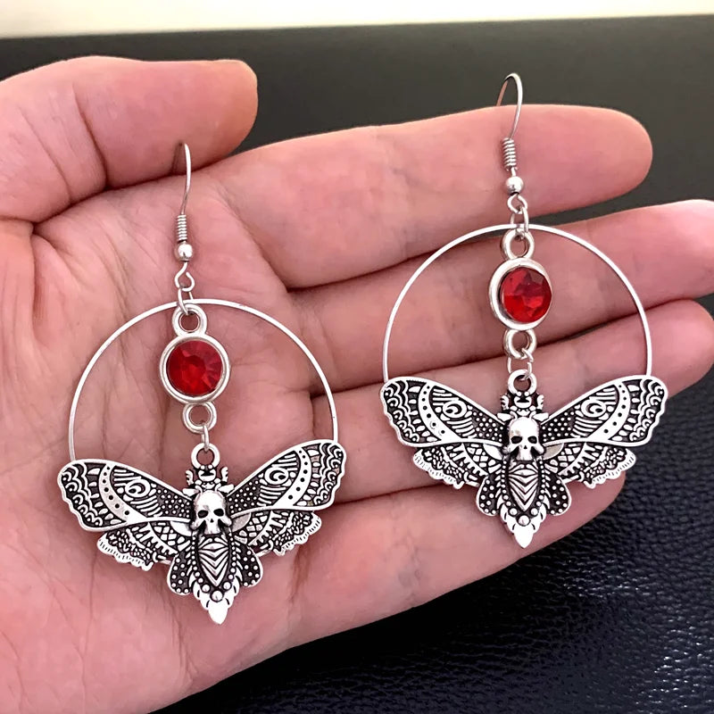 Witchy Death Moth Hoop Earrings