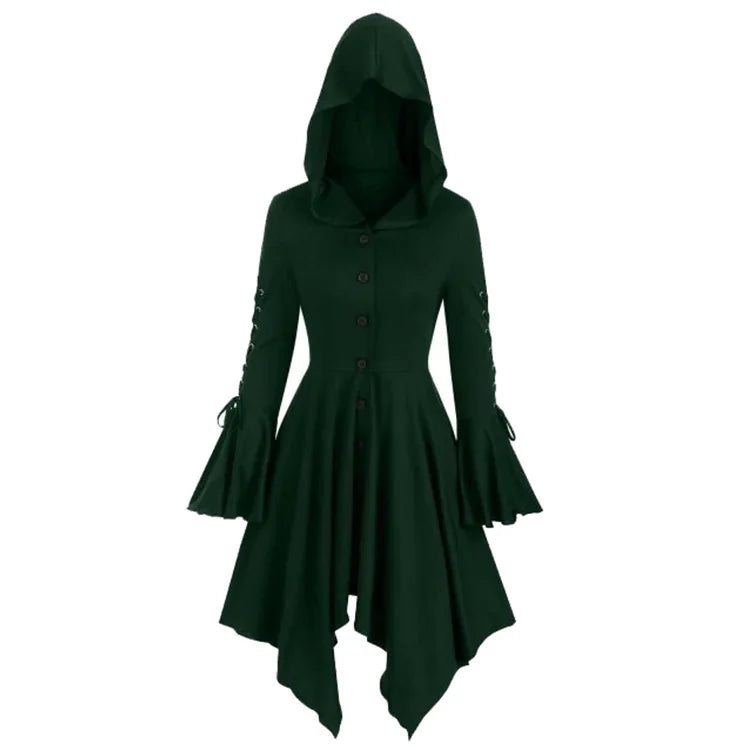 Witchy Hooded Dress - Green