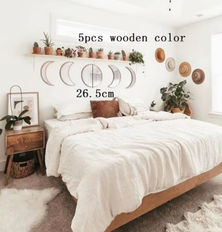 Witchy Moon Phase Wood Mirror