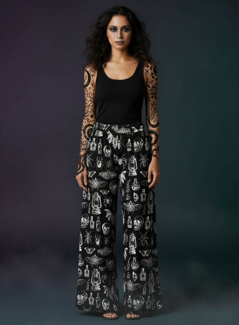 Witchy Print Wide Leg Pants