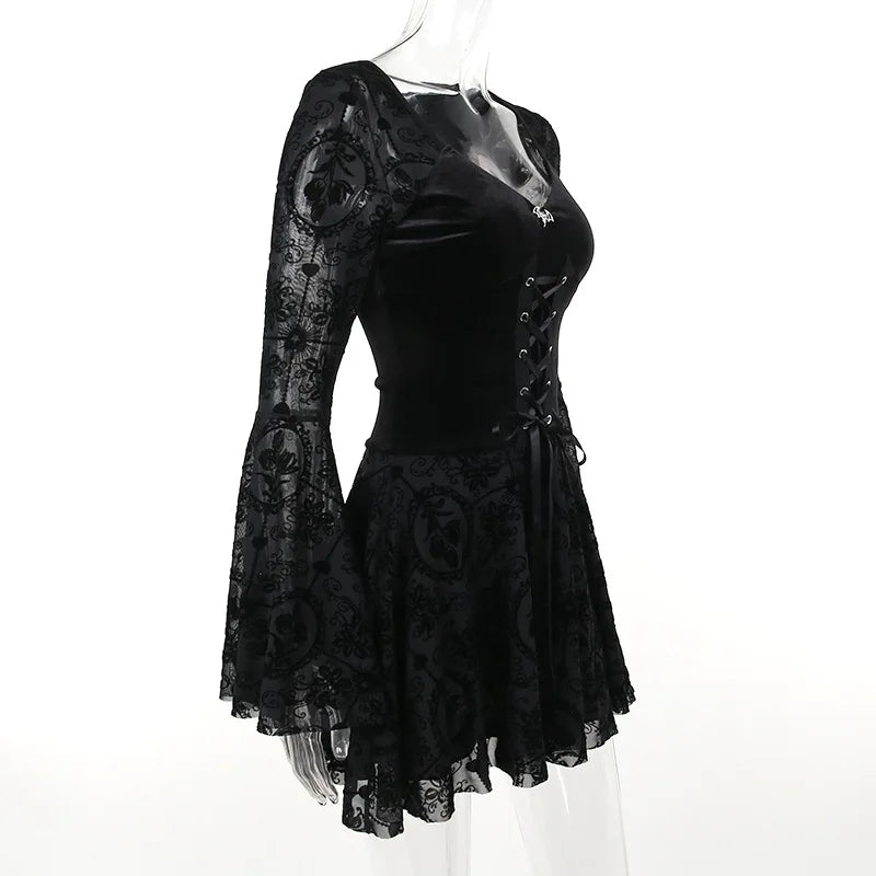Witchy Velvet Lace Corset Dress