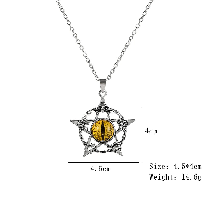 Yellow Dragon Eye Pentacle Necklace