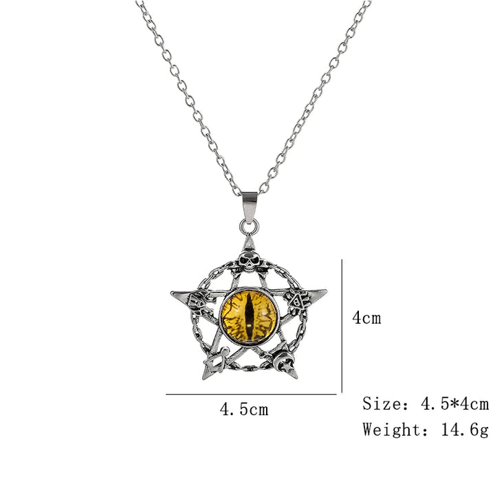 Yellow Dragon Eye Pentacle Necklace