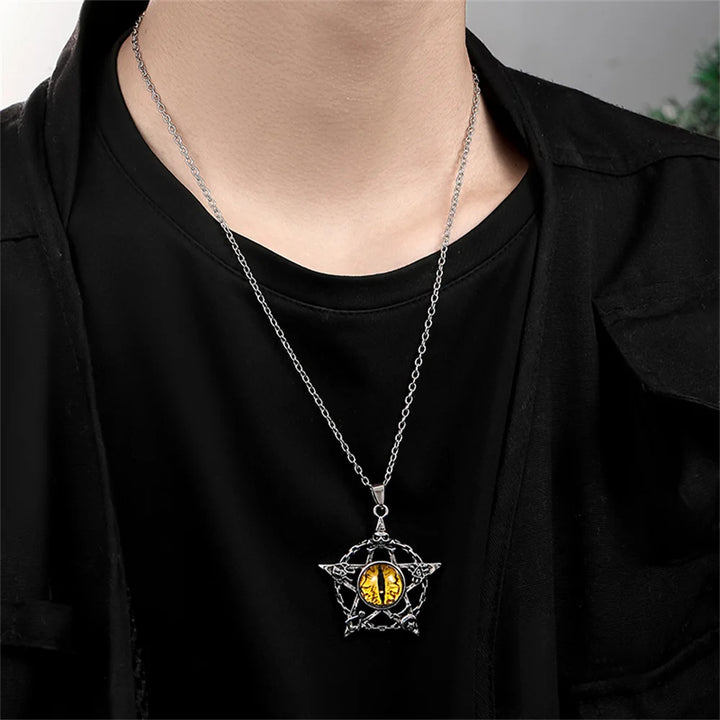 Yellow Dragon Eye Pentacle Necklaces