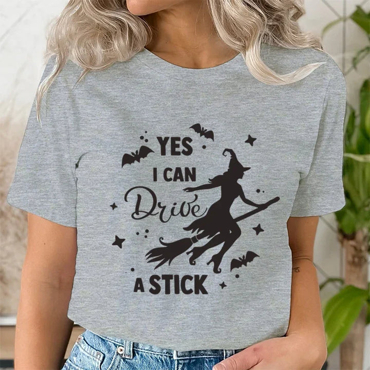 Yes I Can Drive A Stick Witch T Shirt - Gray