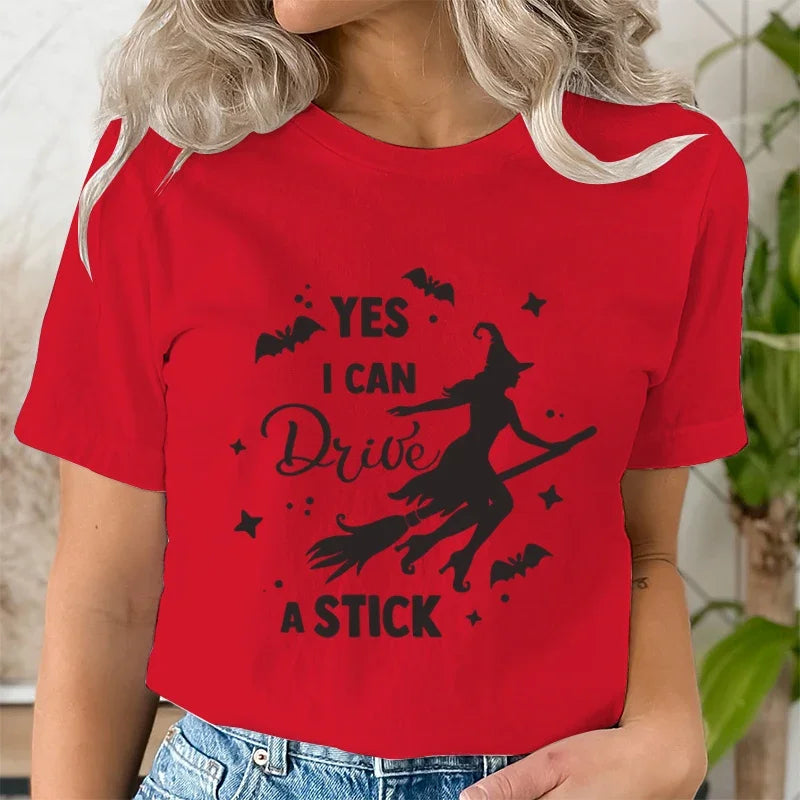Yes I Can Drive A Stick Witch T Shirt - Red