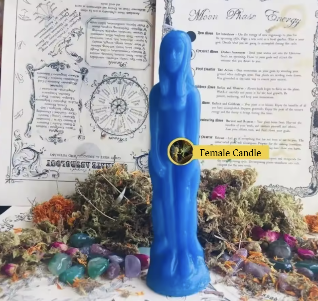 Blue Female Figurine Candle