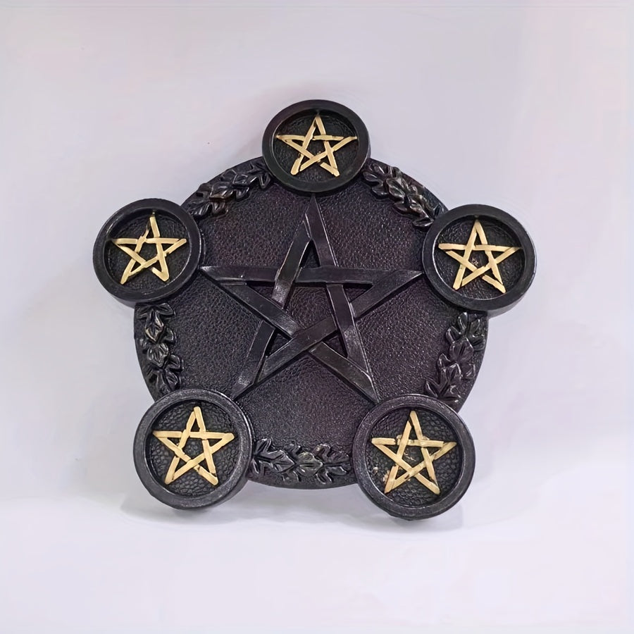 Black Pentacle Tea Light Candle Holder | Green Witch Creations