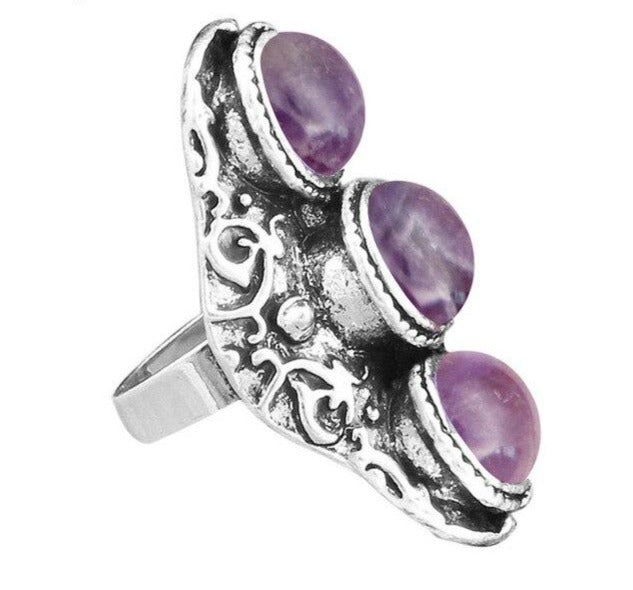Amethyst Boho Ring