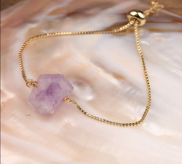 Amethyst Gold Adjustable Bracelet