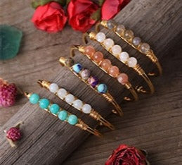 Assorted Crystal Wire Wrap Gold Bracelets