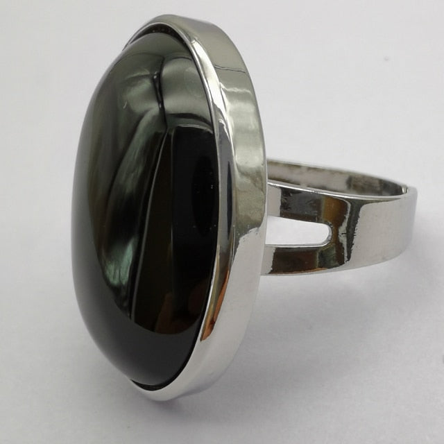 Black Agate Oval Ring