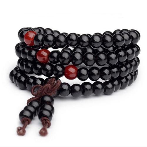 Black Mala Wood Bead Necklaces
