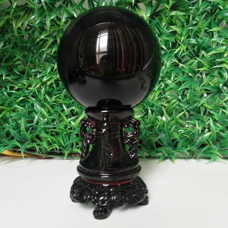 Black Obsidian Crystal Ball with Stand