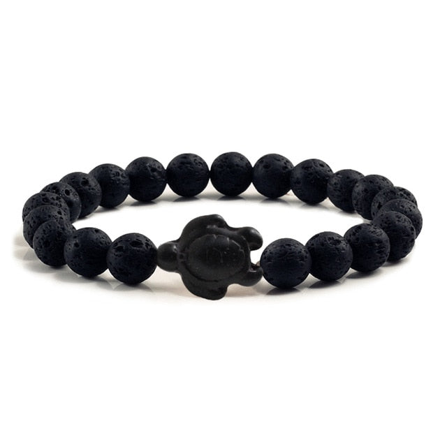 Black Turtle Lava Rock Bracelet