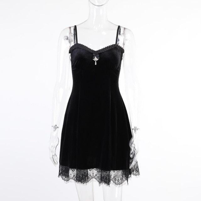 Black Velvet Lace Dress