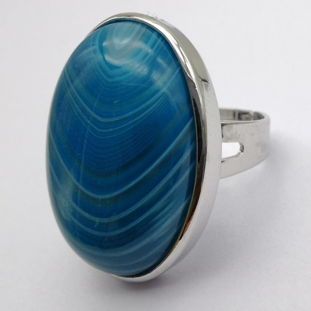 Blue Agate Oval Ring