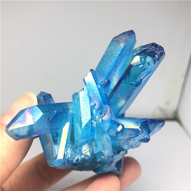 Blue Aura Quartz Crystal Clusters