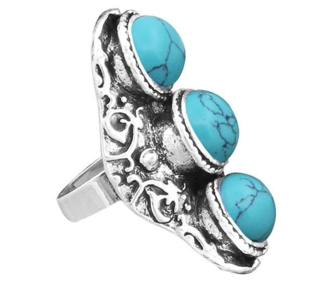 Blue Howlite Boho Ring