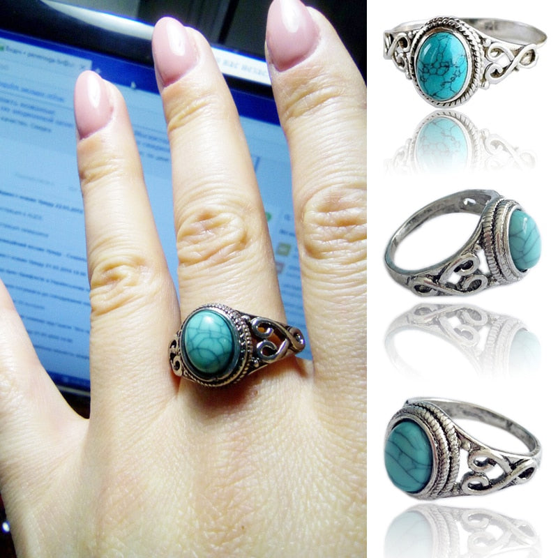 Blue Howlite Oval Ring