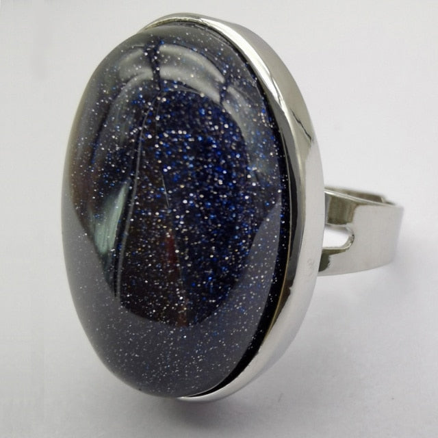 Blue Sandstone Oval Ring