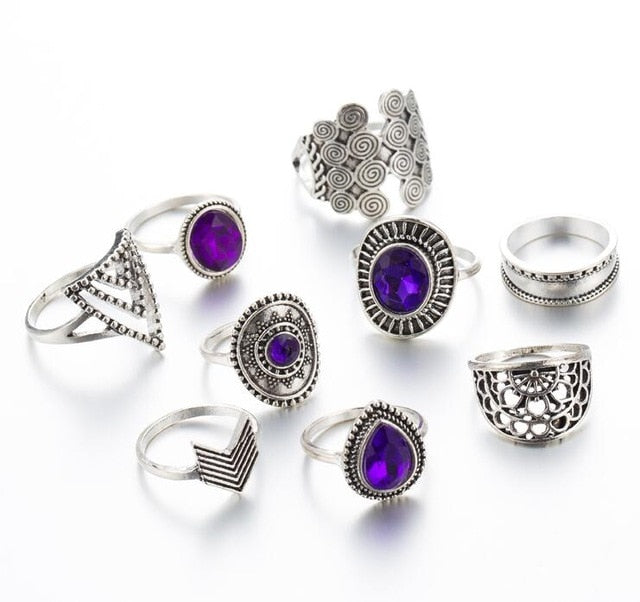 Boho Purple Ring Set