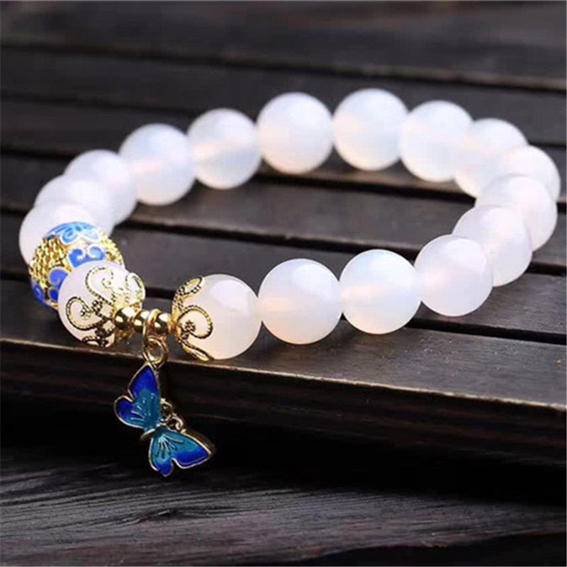 Butterfly White Agate Bracelet