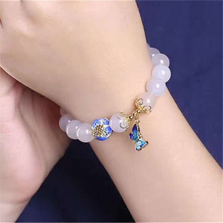 Butterfly White Agate Gold Bracelet