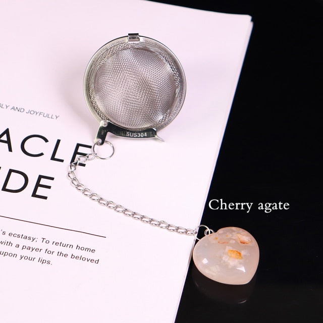 Cherry Agate Heart Tea Ball