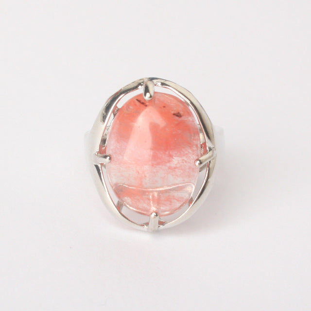 Cherry Quartz Oval Rings