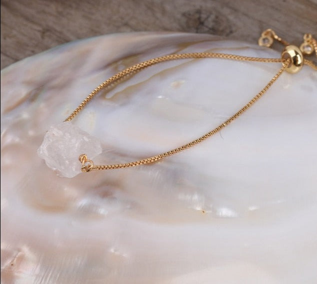 Clear Quartz Gold Bracelet