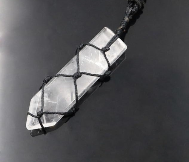 Clear Quartz Macrame Necklace
