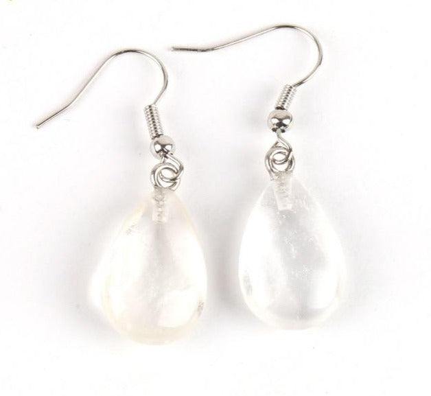 Clear Quartz Teardrop Earrings