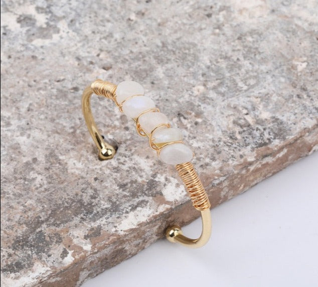 Clear Quartz Wire Wrap Gold Bracelet