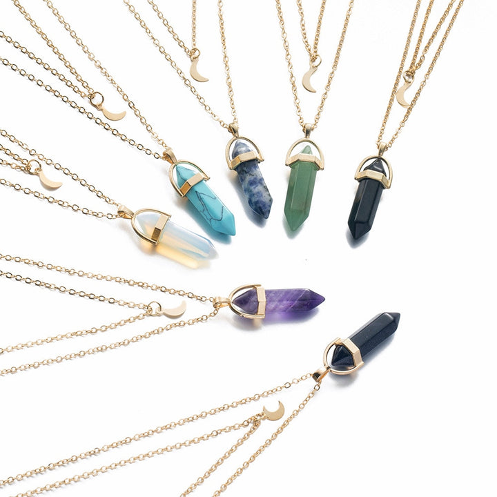 Crystal Moon Gold Necklaces