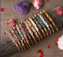 Crystal Wire Wrap Gold Cuff Bracelets