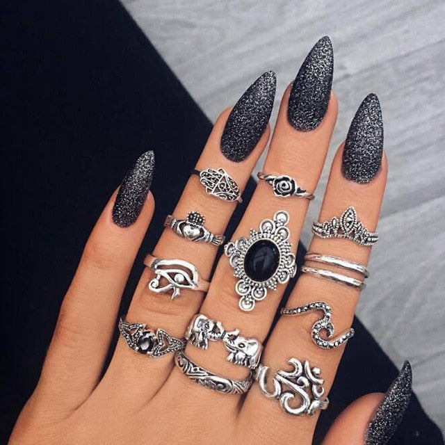 Cute Silver Ring Set