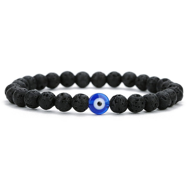 Evil Eye Lava Rock Bead Bracelet