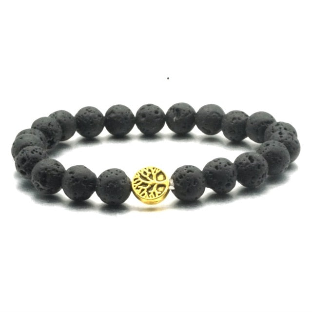 Gold Tree Lava Rock Bracelets