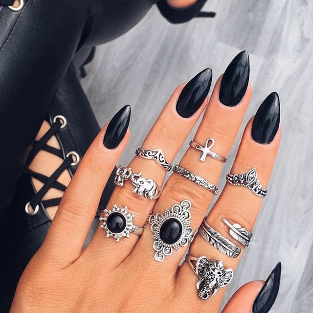 Gothic Silver Ring Set