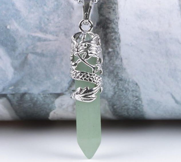 Green Aventurine Crystal Dragon Necklace