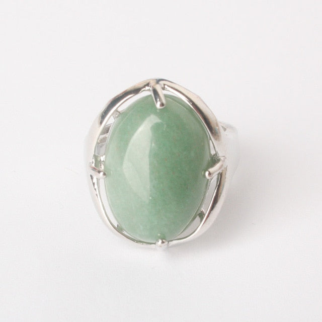 Green Aventurine Oval Rings