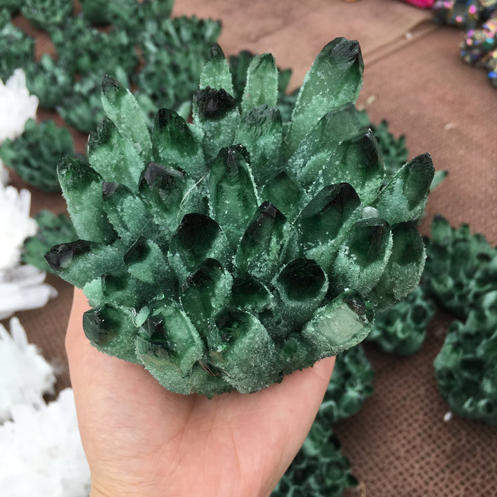 Green Ghost Phantom Quartz Clusters