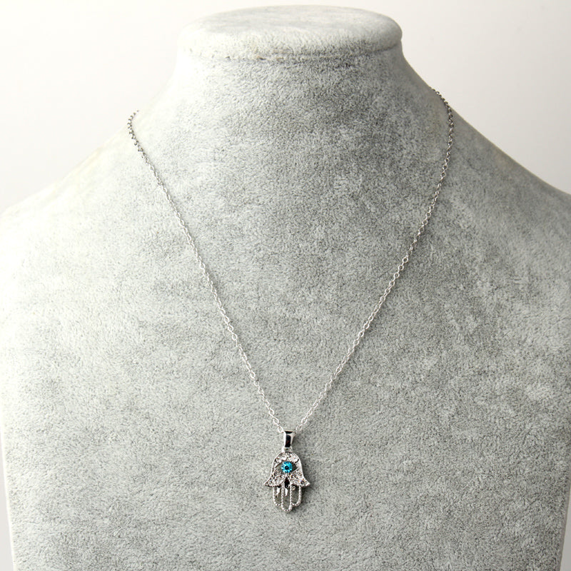 Hamsa Hand Silver Necklace