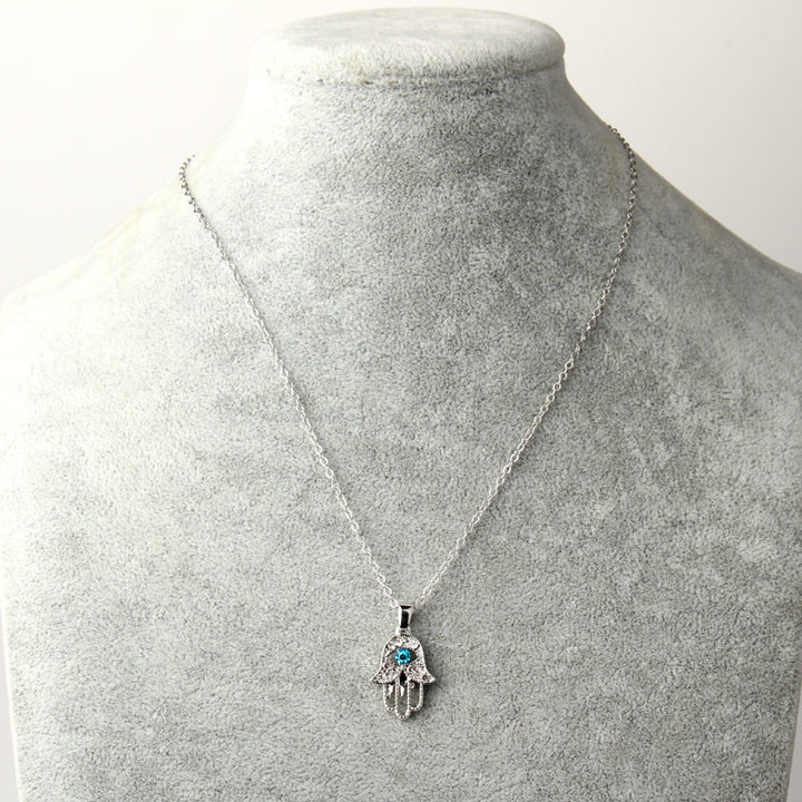 Hamsa Hand Silver Necklace