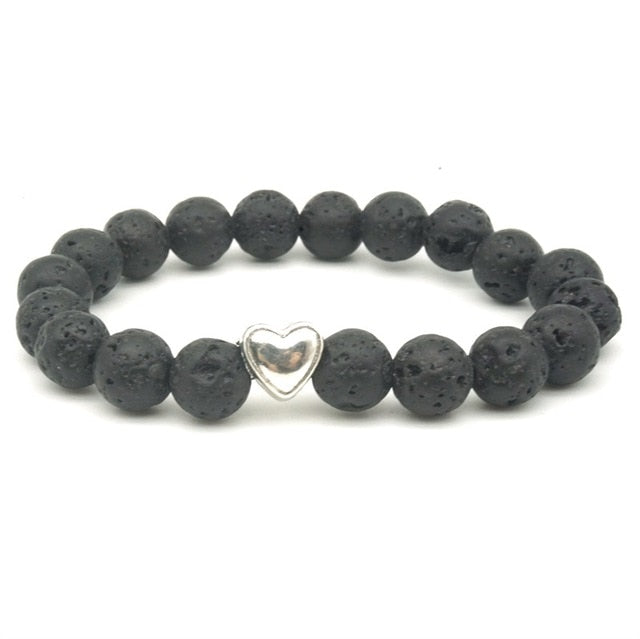 Heart Lava Rock Bracelet