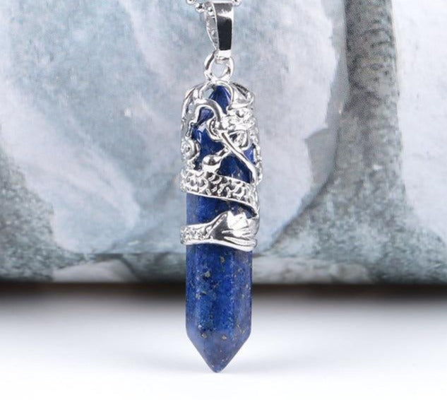 Lapis Lazuli Crystal Dragon Necklace