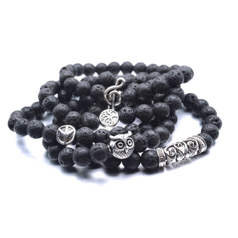 Lava Rock, Hematite, Onyx Bead Bracelets